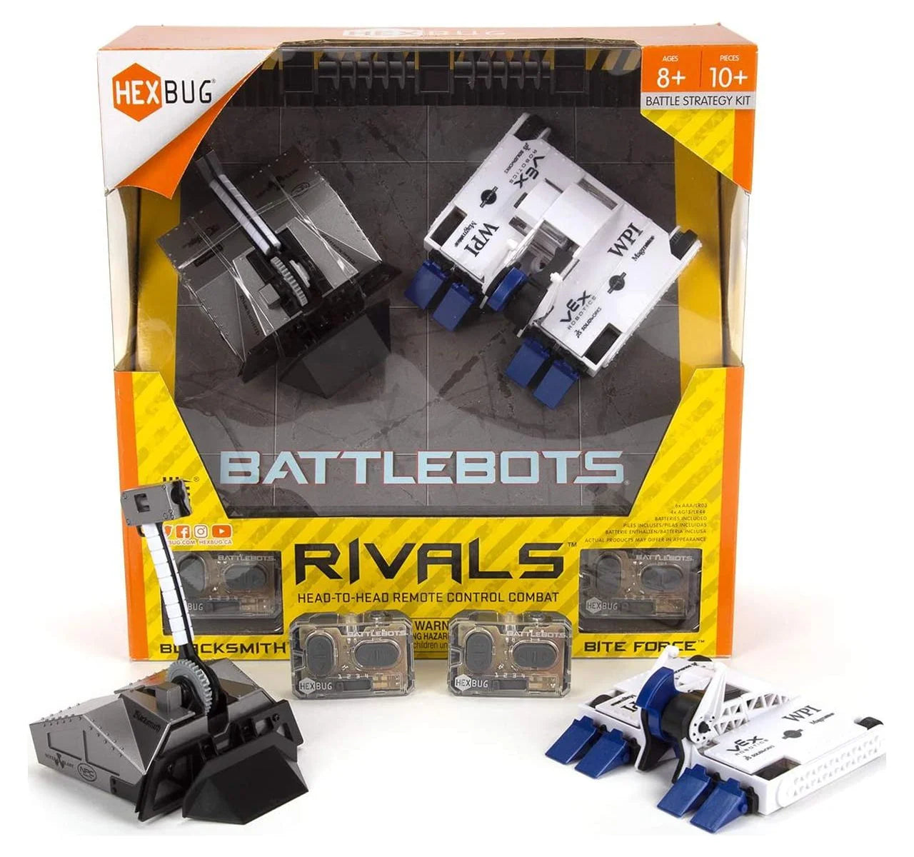 Battlebots Rivals 4.0 (Blacksmith and Biteforce) Toys for Kids, Fun Battle Bot Hex Bugs Black Smith and Bite Force