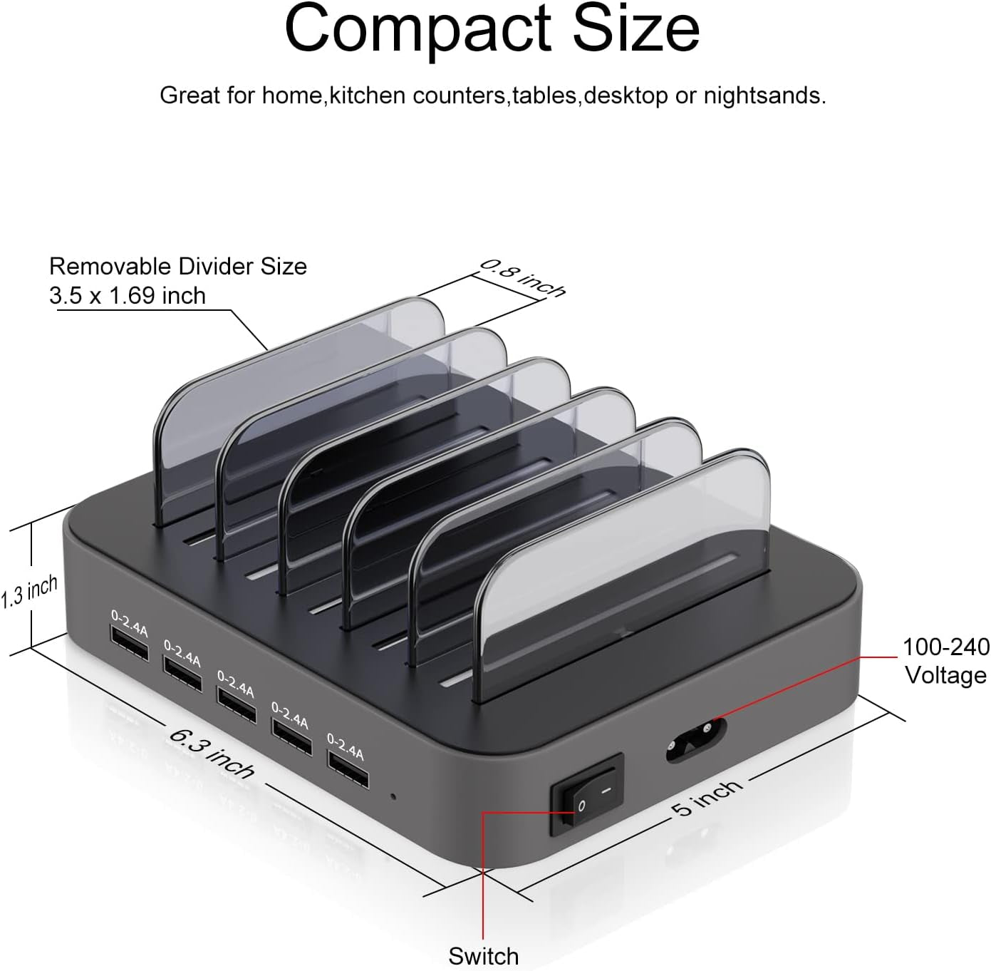 Multi-Device Charger: 5 Ports, 7 Cables