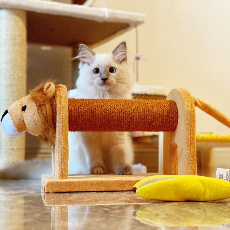 Small Cat Haven: Integrated Platform Cat Tree with Sisal Grab Pole and Toy Supplies