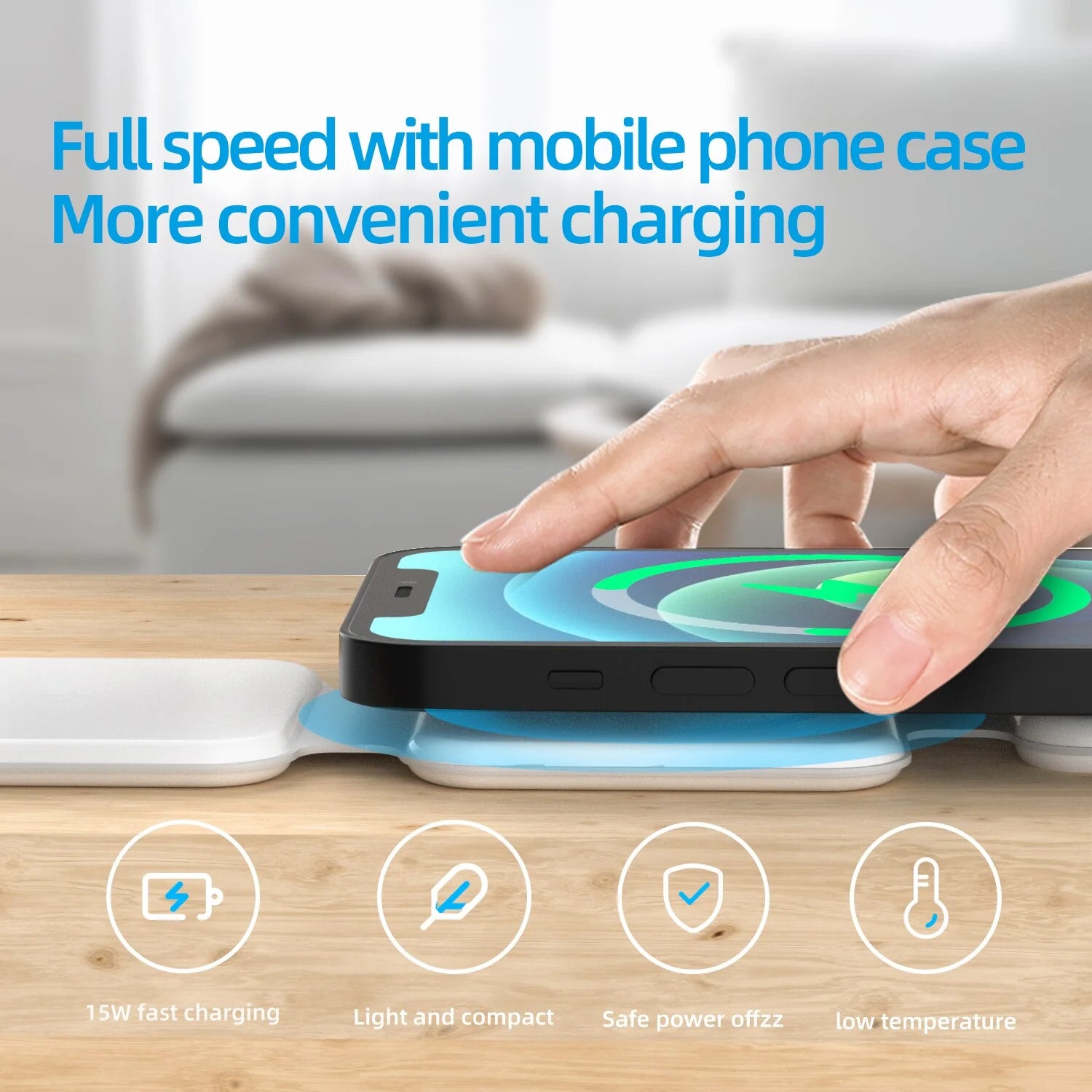 3-in-1 Wireless Charger: 15W Fast Charging