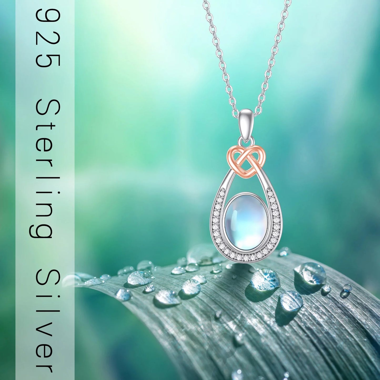 Moonstone Necklace 925 Sterling Silver Teardrop Pendant Necklaces for Women Mom Daughter Niece Wife Birthday Jewelry Gifts