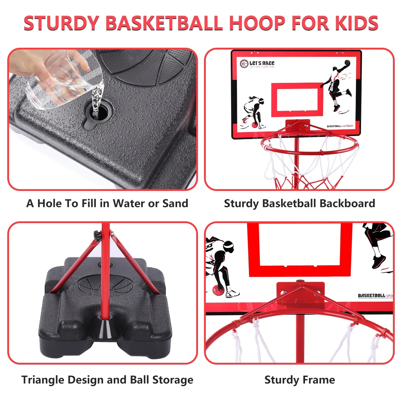 Adjustable Height Basketball Hoop for Kids (Ages 3-8)