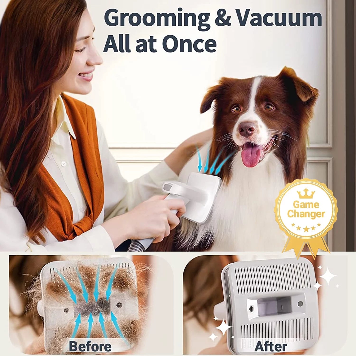 7-in-1 Pet Grooming Vacuum with 1.5L Dust Cup