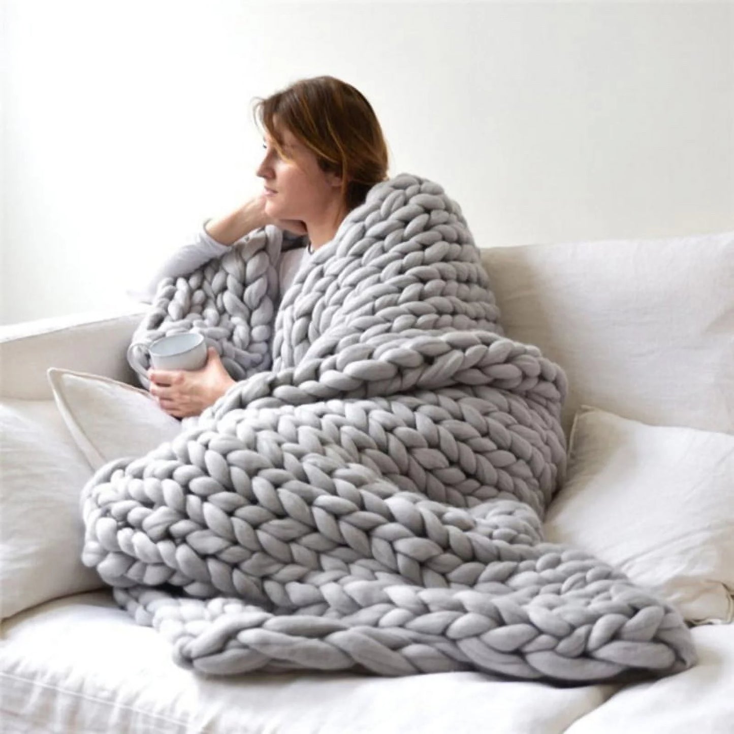 Cozy Chunky Knit Blanket Throw (39x47")