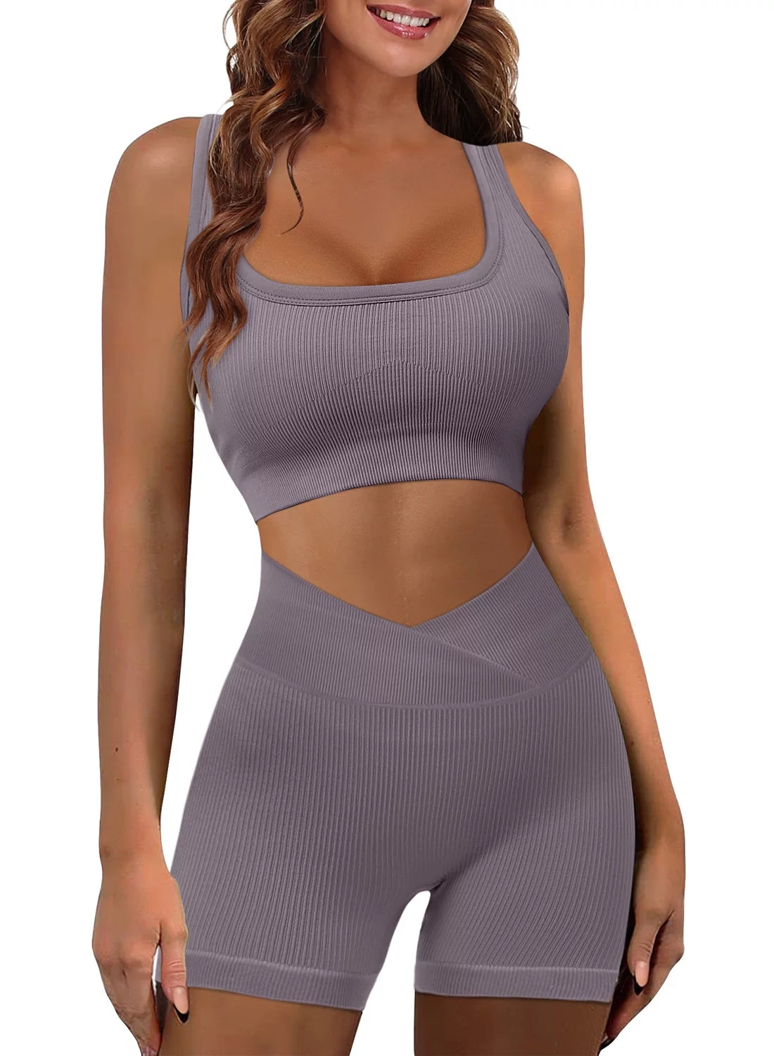 Women's 2-Piece Workout Set: Butt Lift Shorts & Crop Top