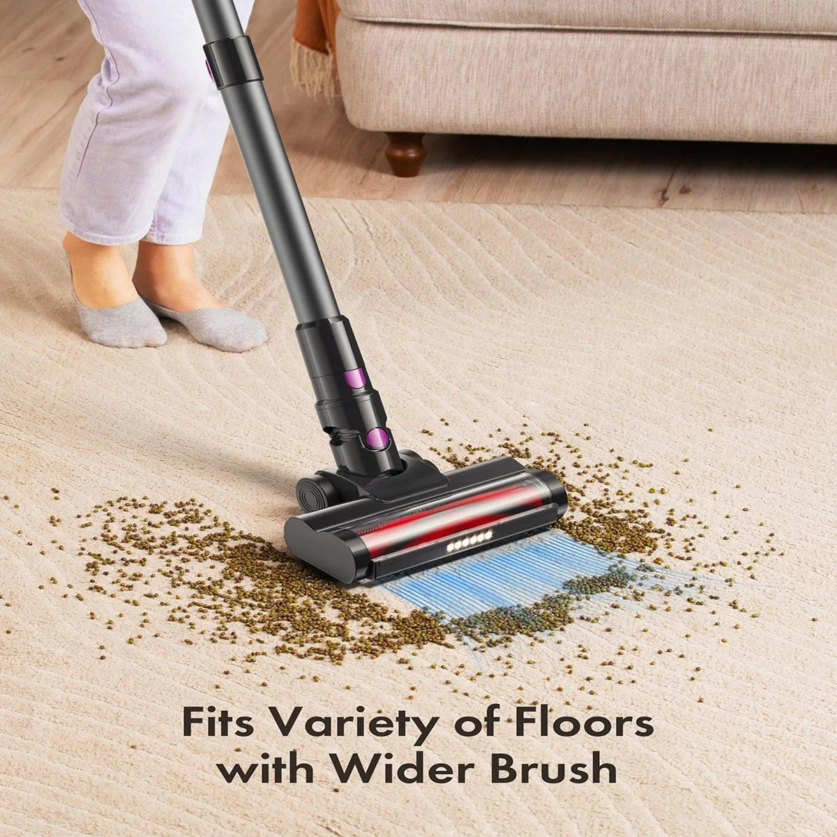 300W Cordless Vacuum Cleaner, 23KPa Suction, 48min Runtime