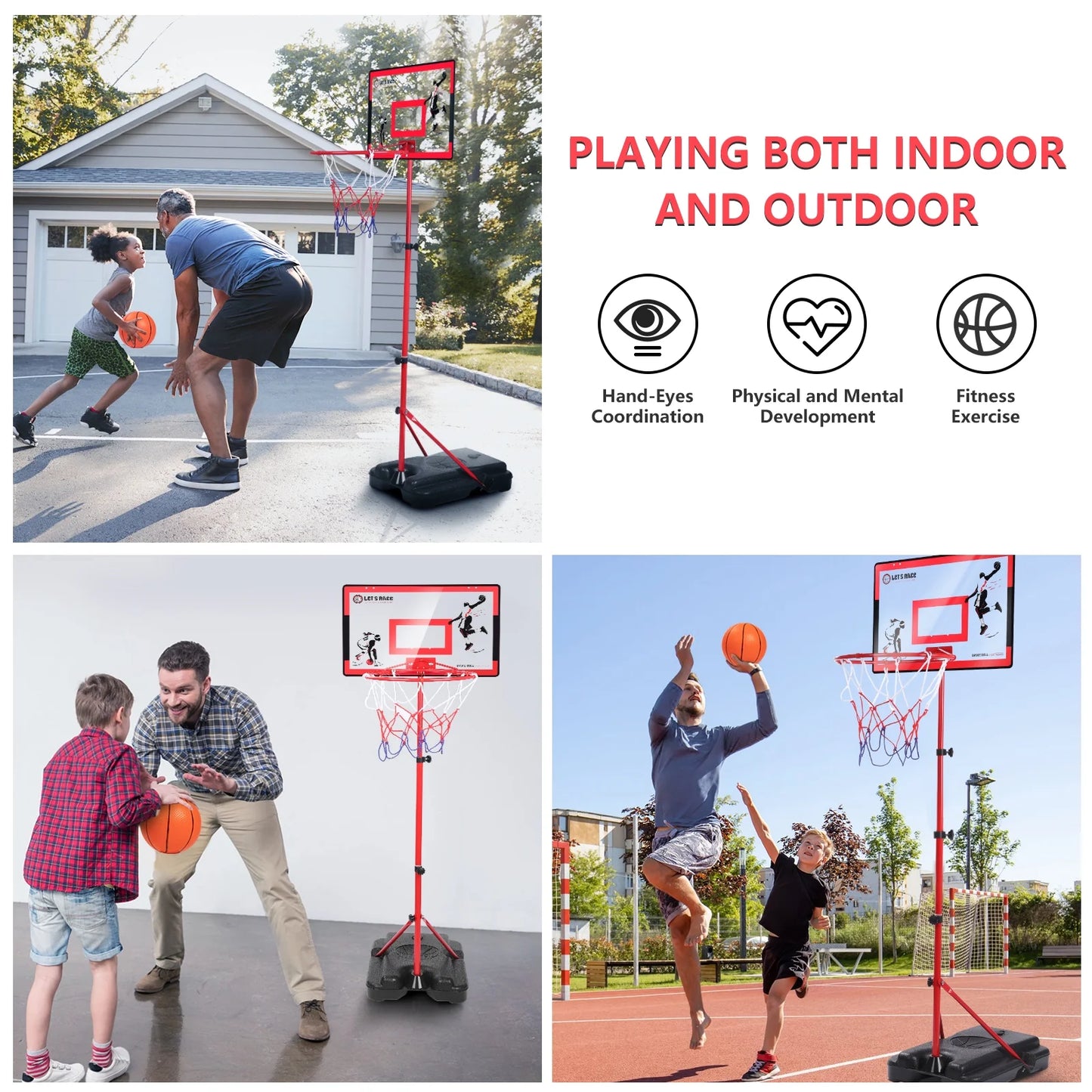 Adjustable Height Basketball Hoop for Kids (Ages 3-8)