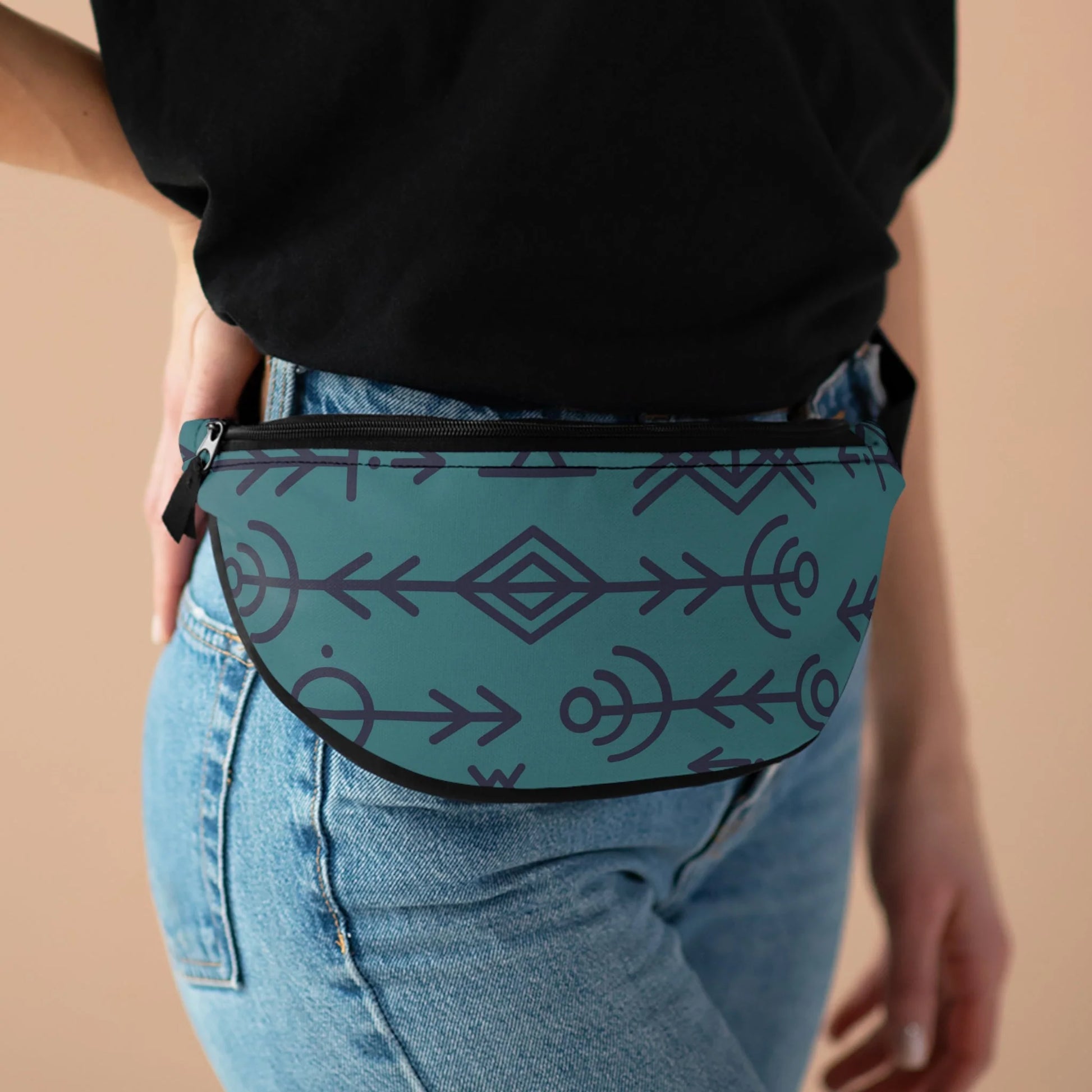 Fanny Pack TRIBAL TEAL Minimal by Queennoble