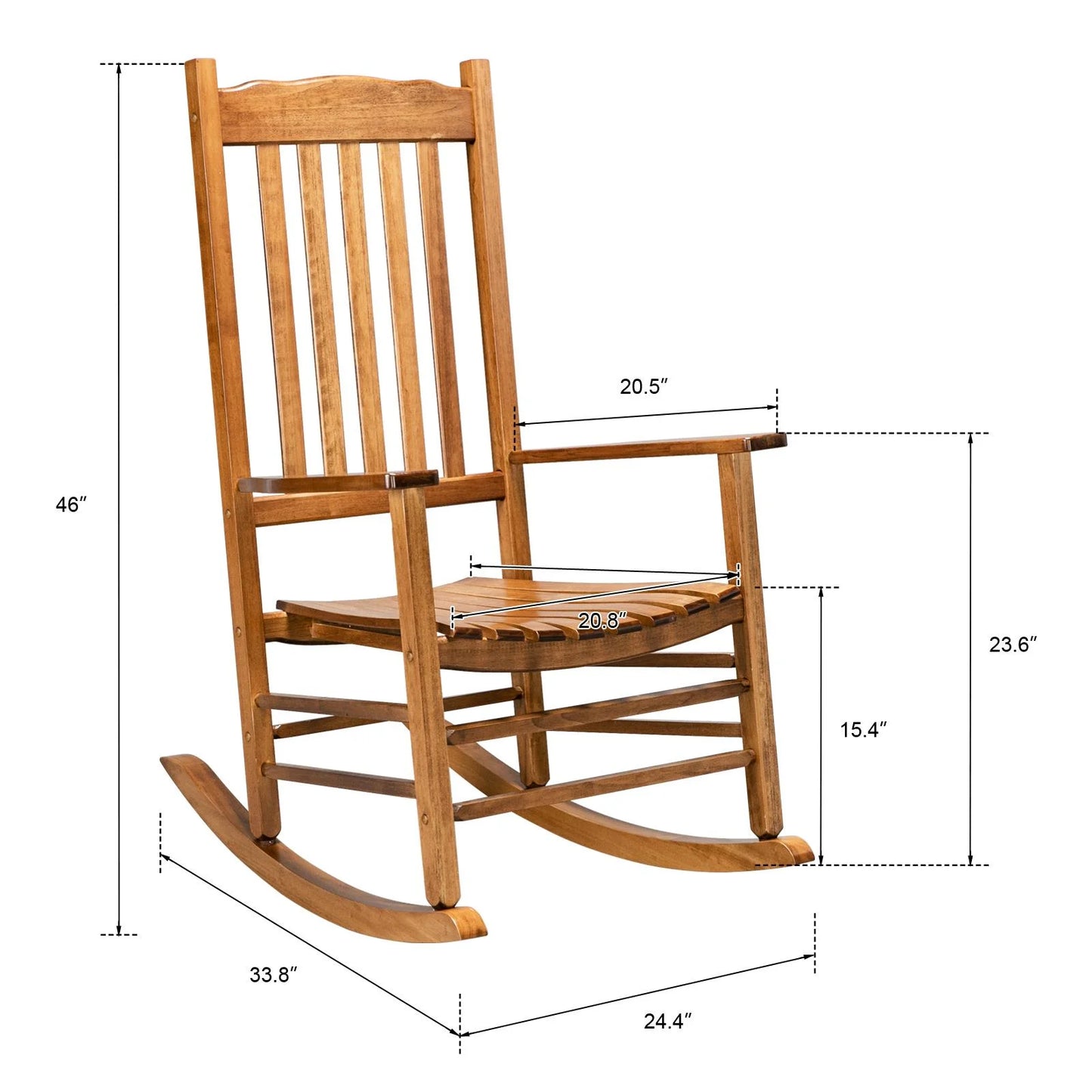 Wooden Rocking Chair for Porch/Deck (Original Color)