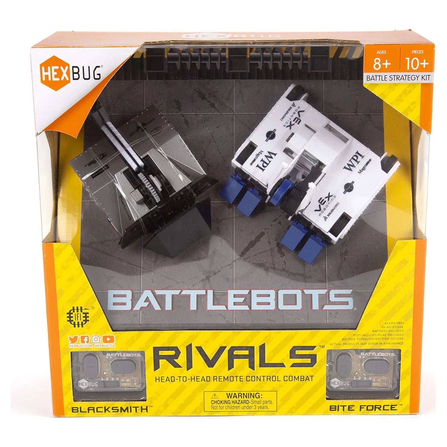 Battlebots Rivals 4.0 (Blacksmith and Biteforce) Toys for Kids, Fun Battle Bot Hex Bugs Black Smith and Bite Force