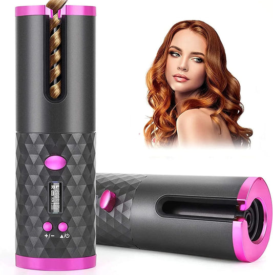 Portable Auto Curling Iron, USB Rechargeable, Rotating Barrel