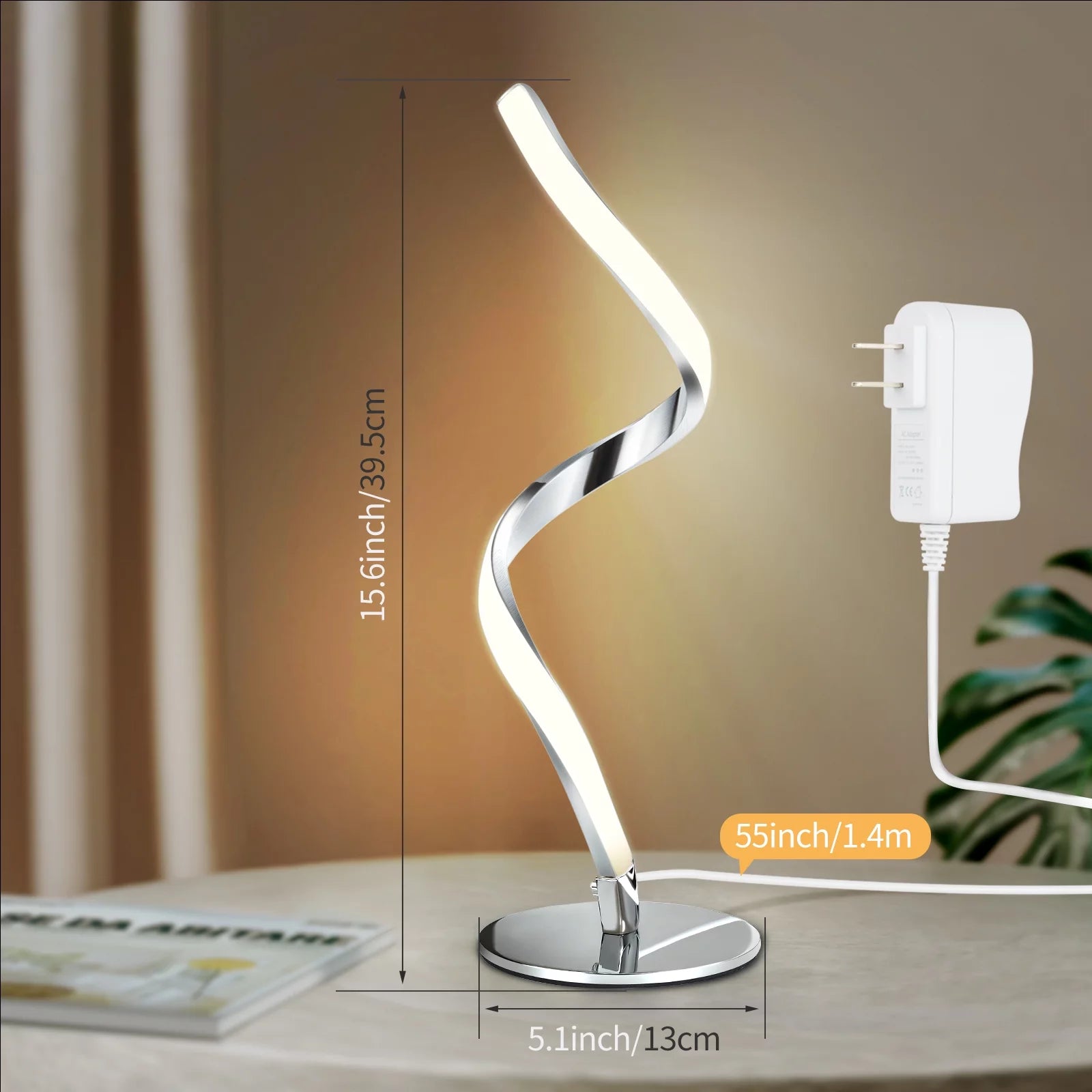 Modern Spiral Touch Control Table Lamp (3-Color Dimmable)