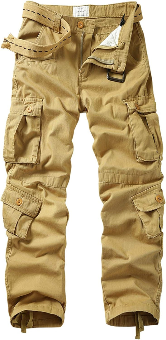 Men's Cargo Pants: Cotton Camo, Relaxed Fit with Multiple Pockets