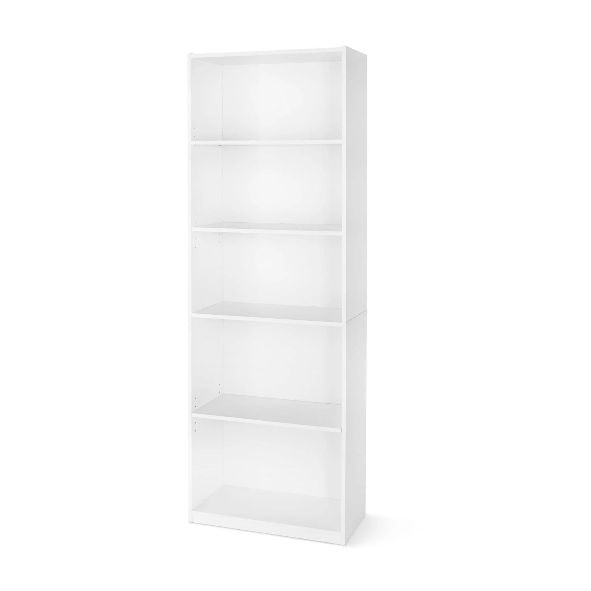 5-Shelf Bookcase with Adjustable Shelves, White