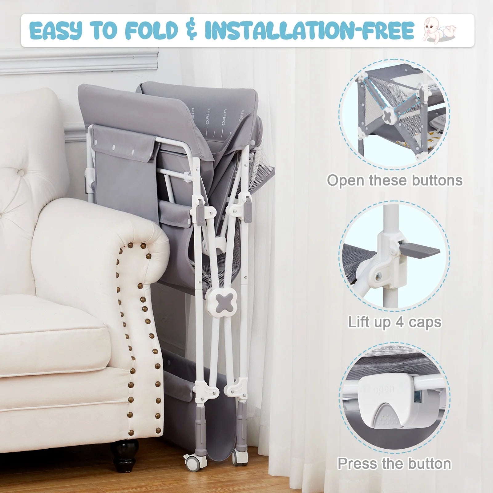 Mobile Baby Changing Station with 2-Tier Storage