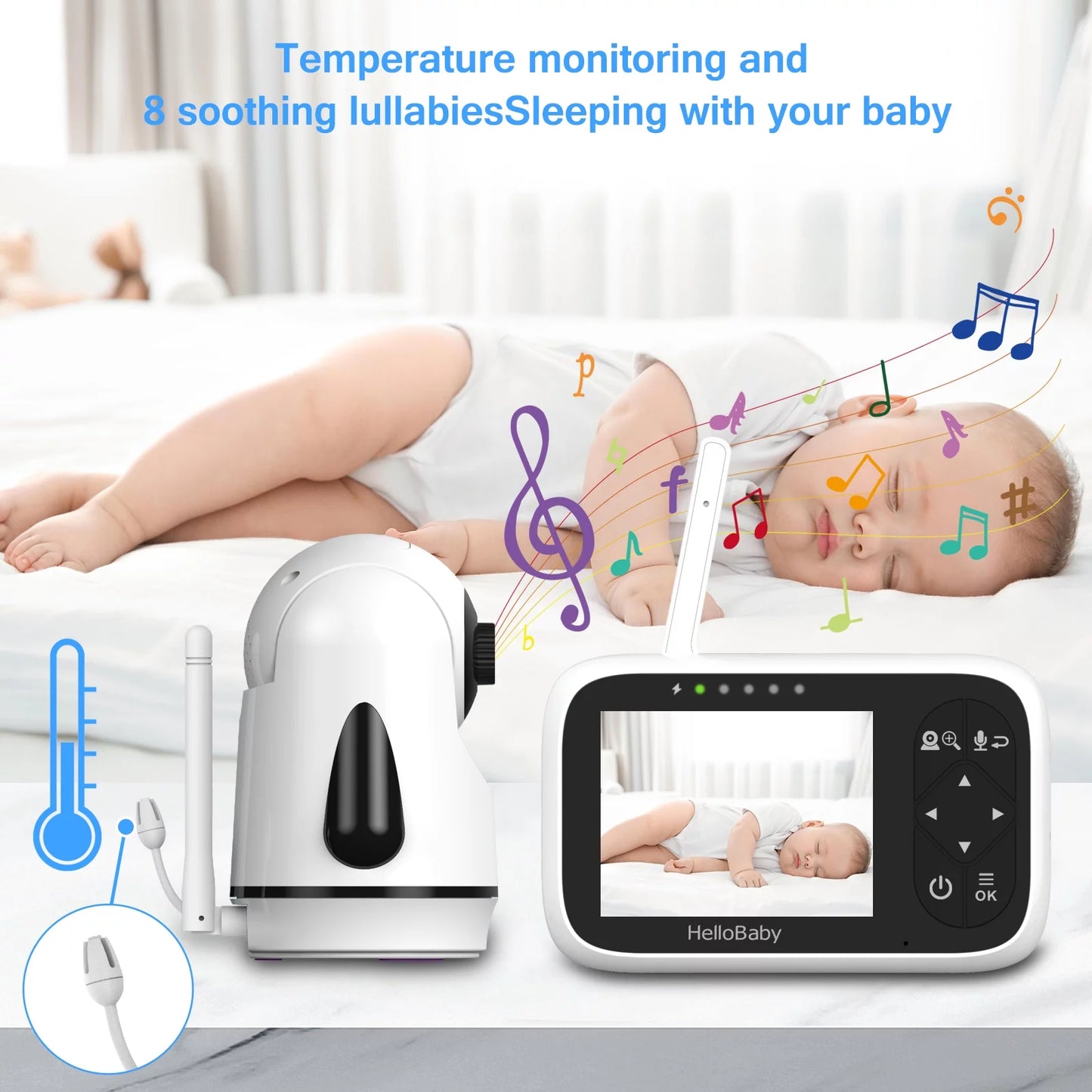 3.2" Baby Monitor with Camera, Pan/Tilt/Zoom & Night Vision