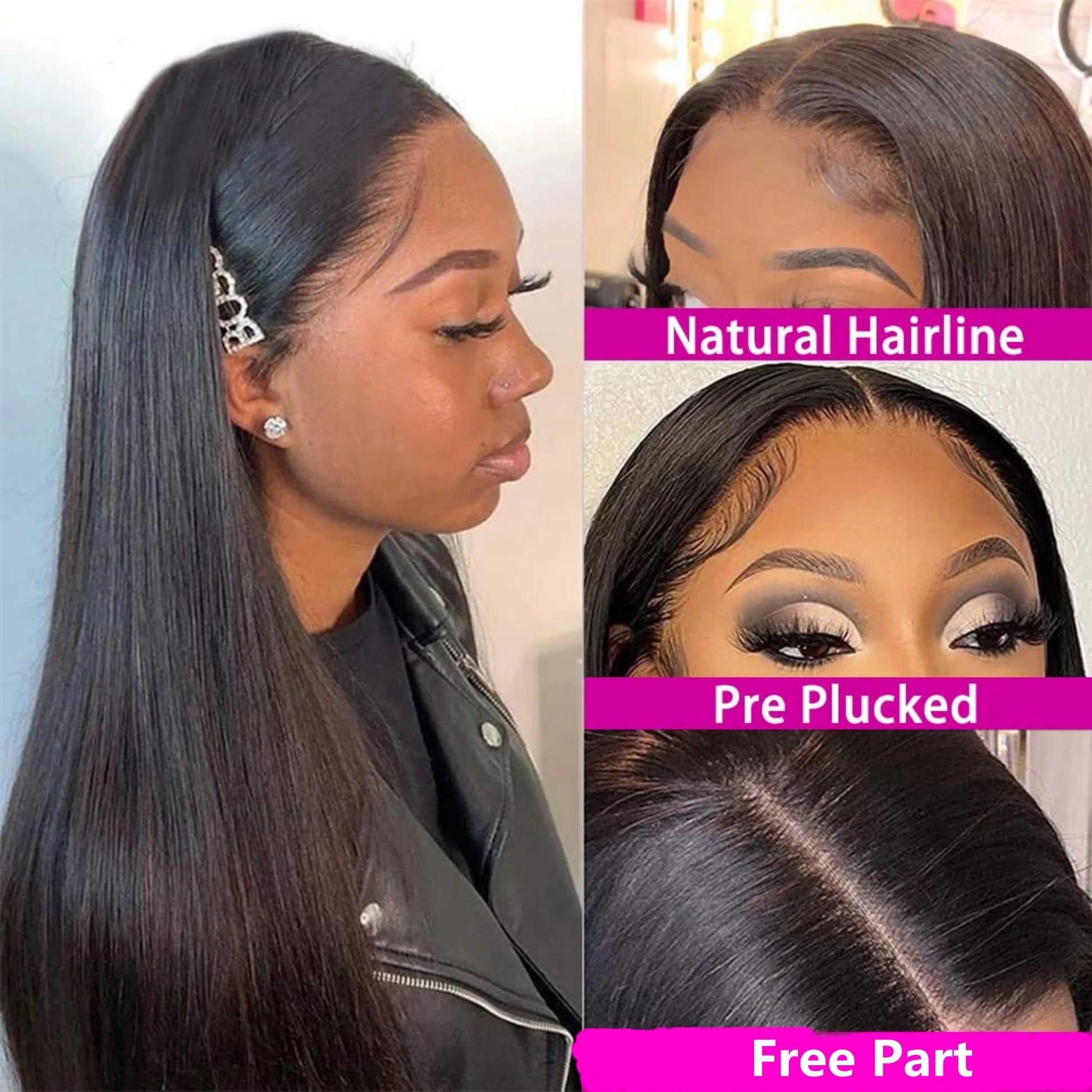 Pre-Plucked 13x4 Lace Front Human Hair Wig (26", Black)