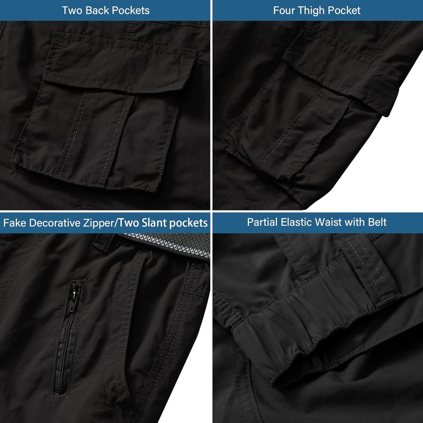 Men's Lightweight Hiking Cargo Pants: Quick-Drying, 8 Pockets, Perfect for Outdoors