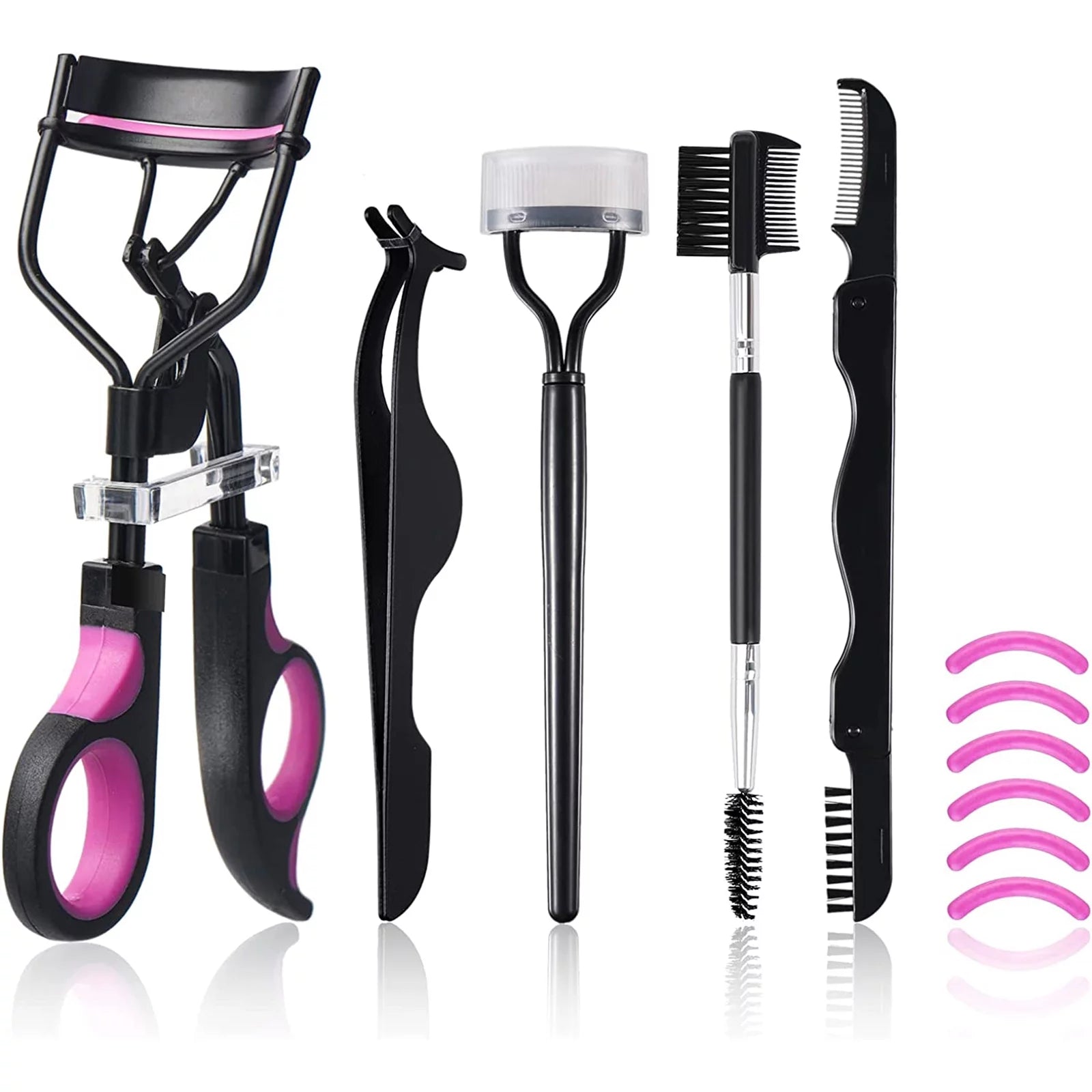 Eyelash Curler Kit with Comb, Tweezers & Refills