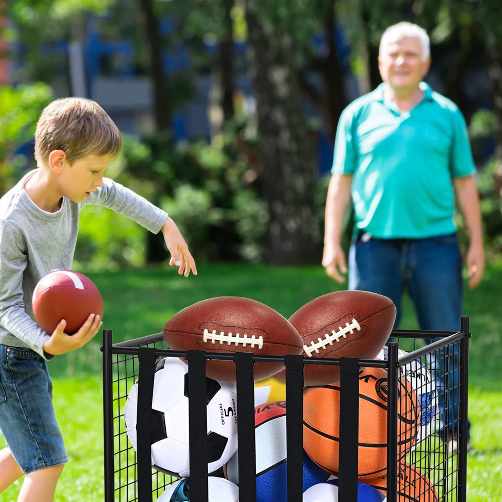 Rolling Sports Ball Cart: Lockable & Durable