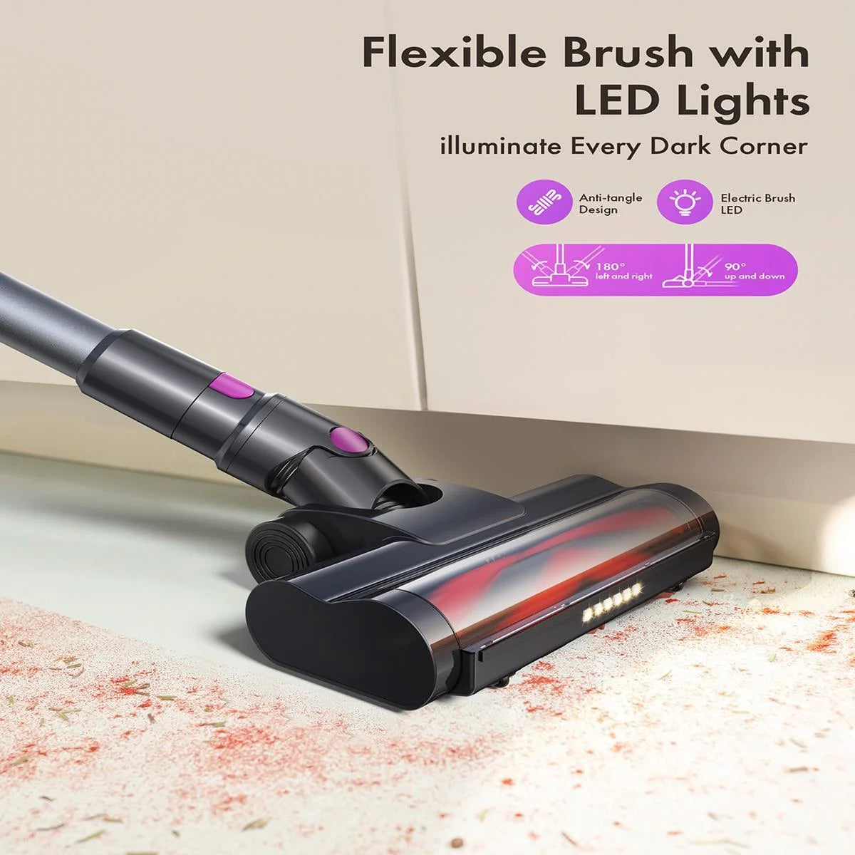 300W Cordless Vacuum Cleaner, 23KPa Suction, 48min Runtime