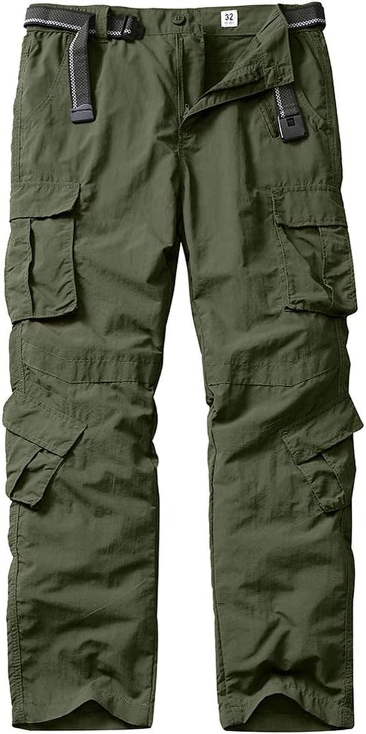 Men's Lightweight Hiking Cargo Pants: Quick-Drying, 8 Pockets, Perfect for Outdoors