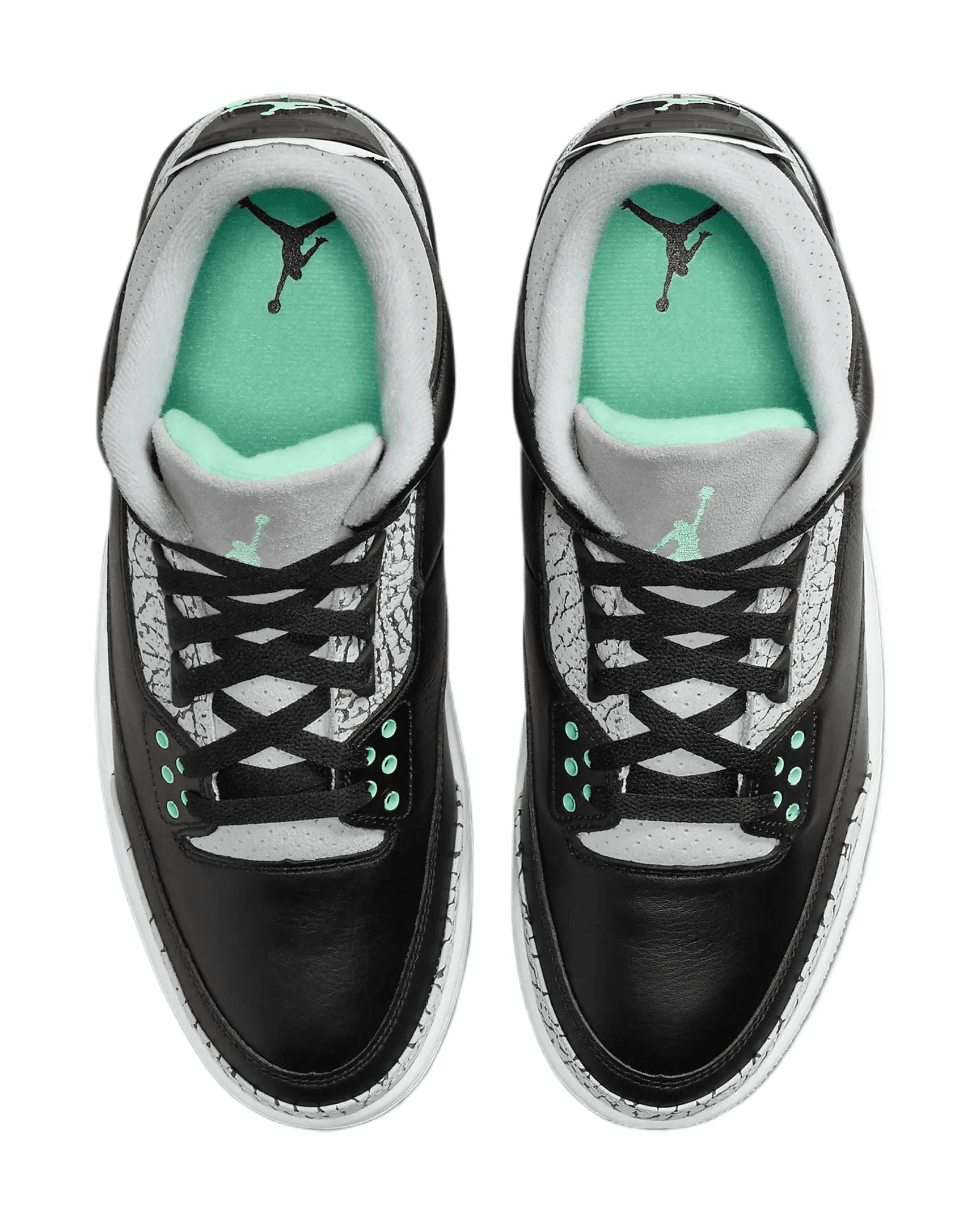 Men's Retro 3 Sneakers in Black/Green Glow-Wolf Grey, Model CT8532-031, Size 11 US