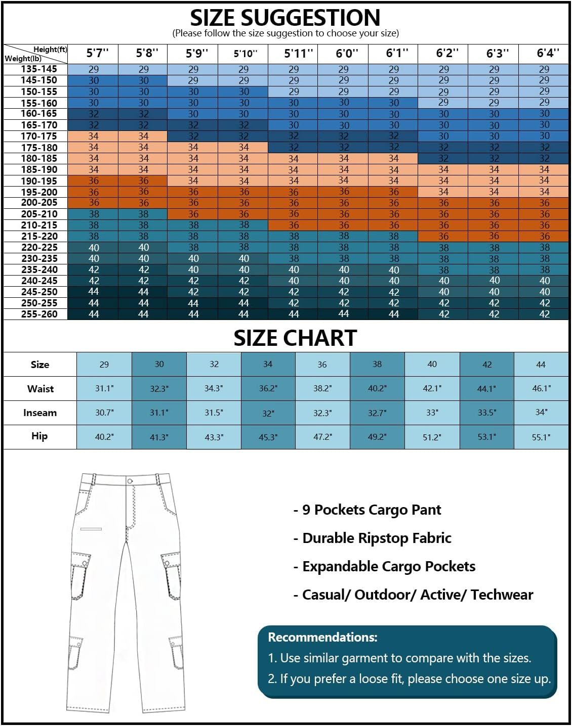 Men's Cargo Pants: Zipper Pockets, Elastic Waistband, Comfortable & Durable