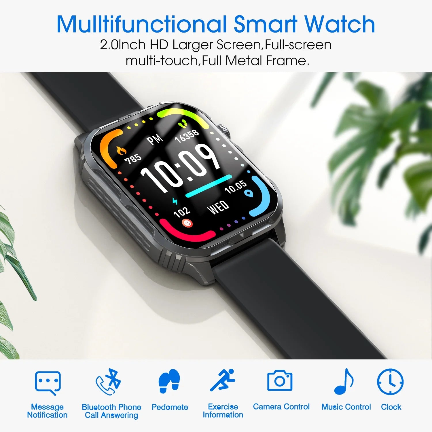 Smart Watch for Android & iPhone, Bluetooth Calling (Black)