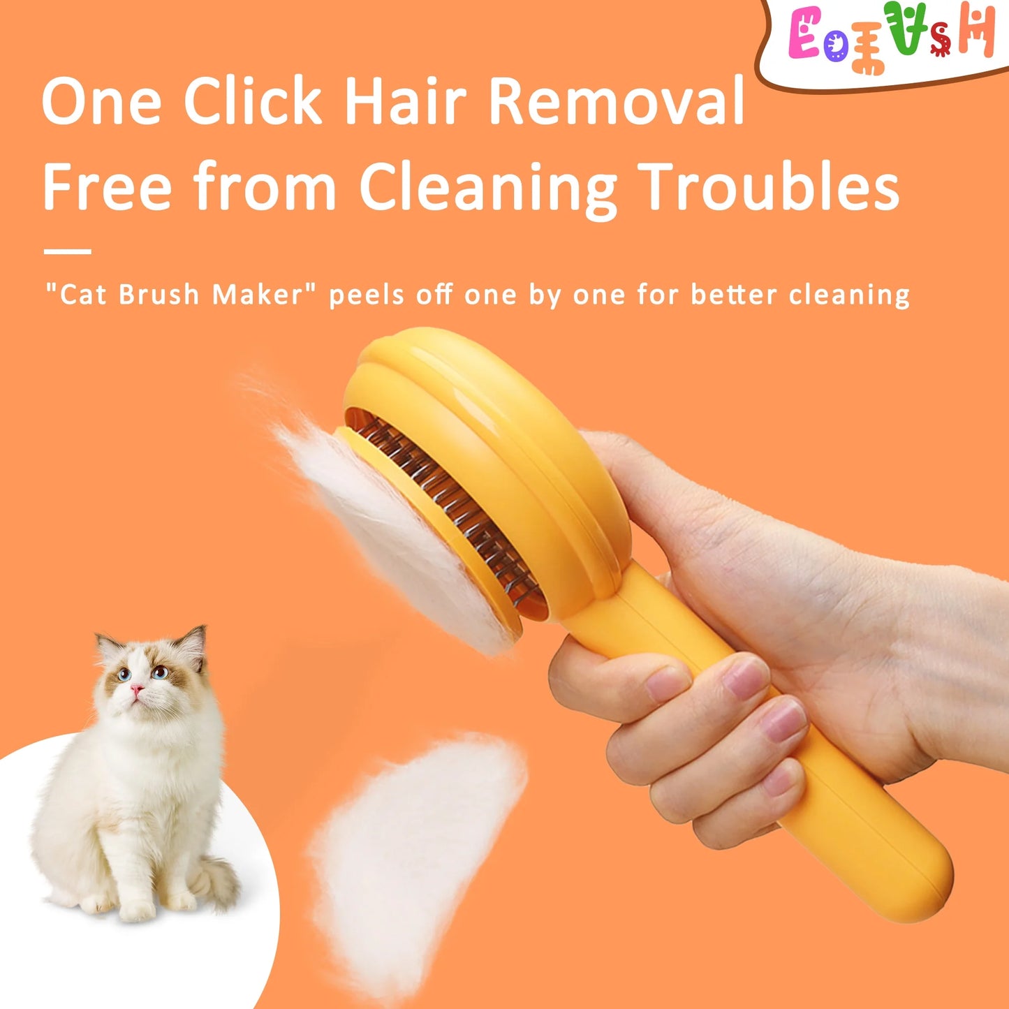 Self-Cleaning Slicker Brush for Cats & Dogs (Yellow)