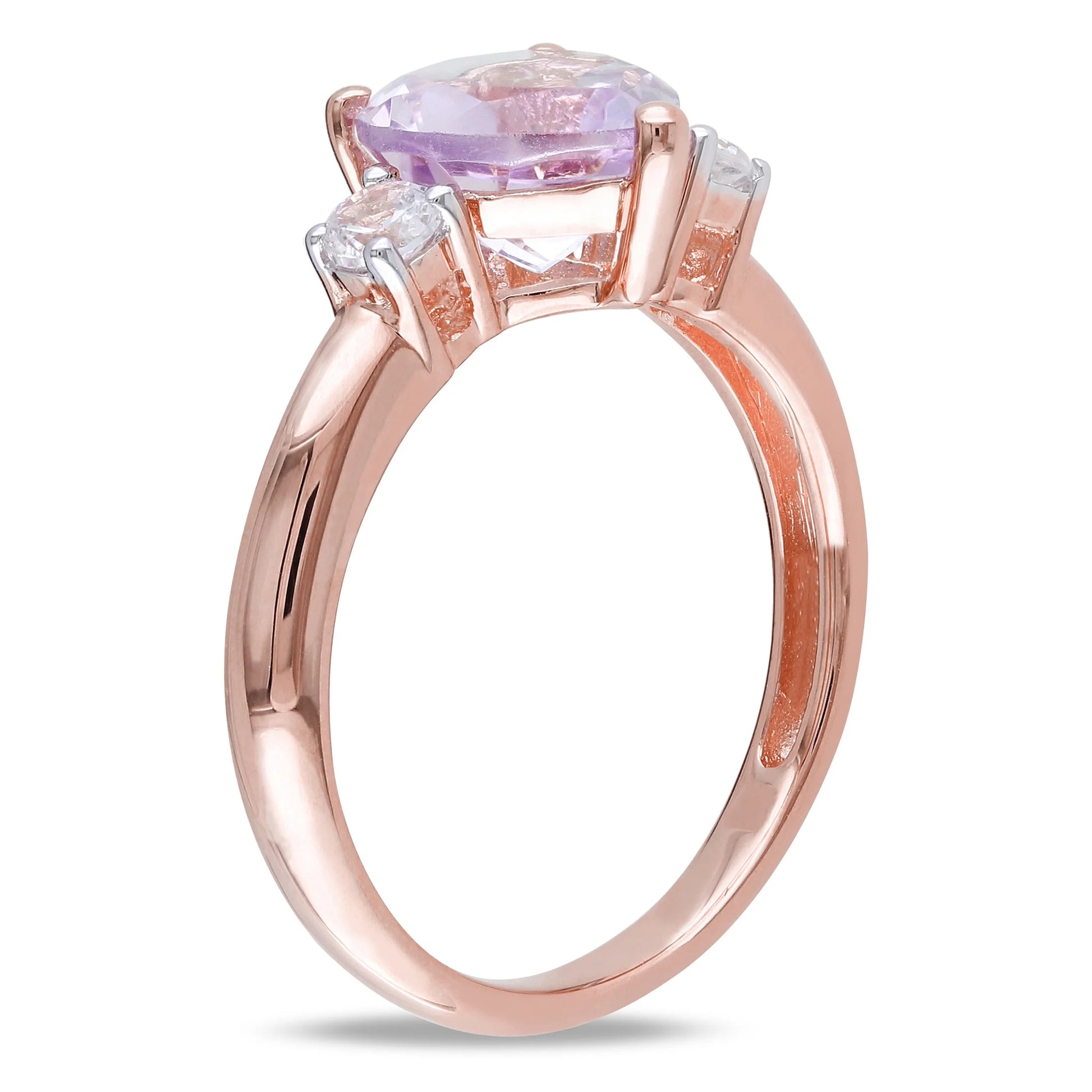 Women'S Created Sapphire and Amethyst Rose Gold Plated Engagement Ring