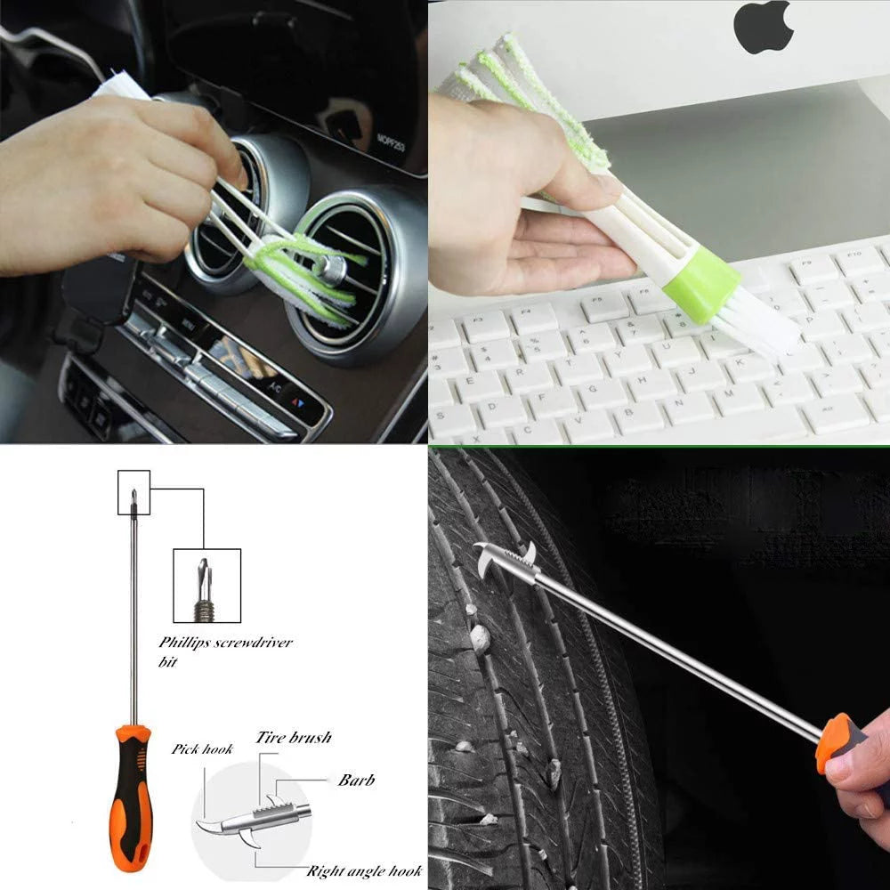 Car Cleaning Kit,Car Wash Kit,High Power Car Vacuum Car Interior Detailing Kit, with Microfiber Towels, Tire Brush, Wash Mitt,Sponge,Duster Brush Car Cleaning Tool