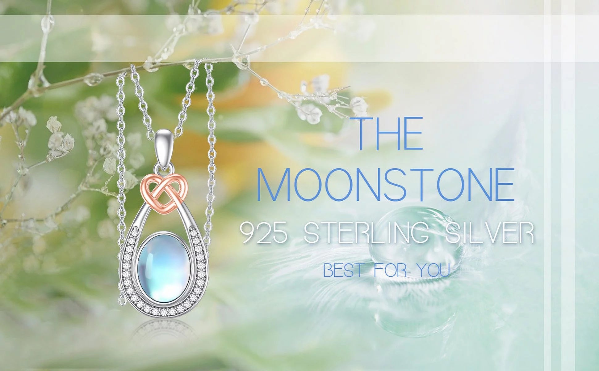 Moonstone Necklace 925 Sterling Silver Teardrop Pendant Necklaces for Women Mom Daughter Niece Wife Birthday Jewelry Gifts