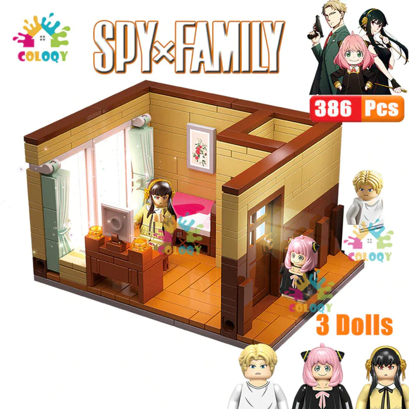 Popular Anime Arnia Spy X Family Living Room Building Blocks Mini Action Figures House Bricks Toys for Kids Christmas Gifts