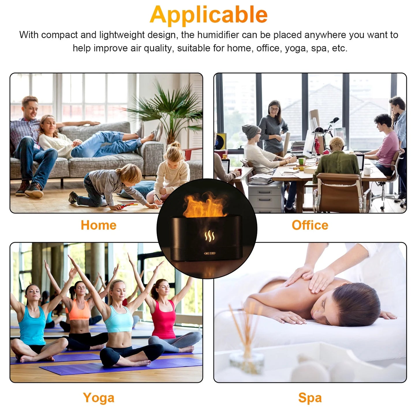 USB Flame Humidifier for Home, Office & Spa