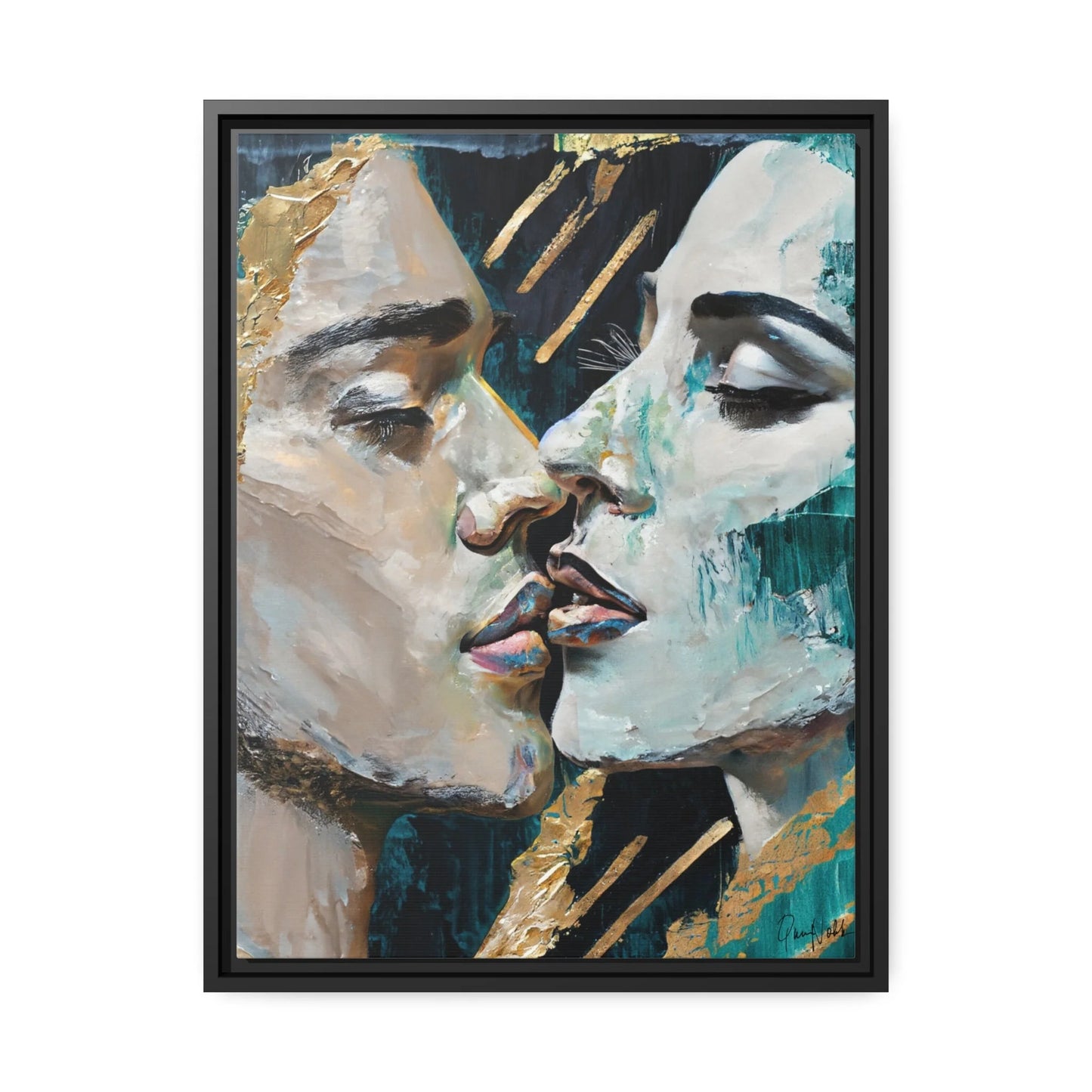 CLOSED EYES and KISSED Canvas Wall Art - by Queennoble