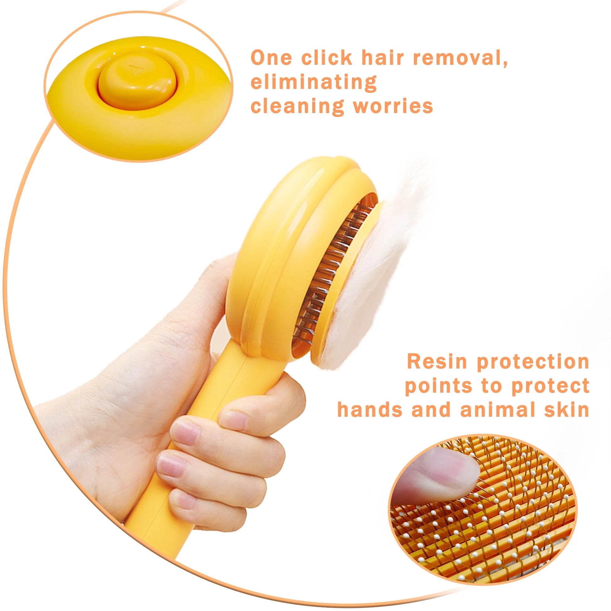 Self-Cleaning Slicker Brush for Cats & Dogs (Yellow)