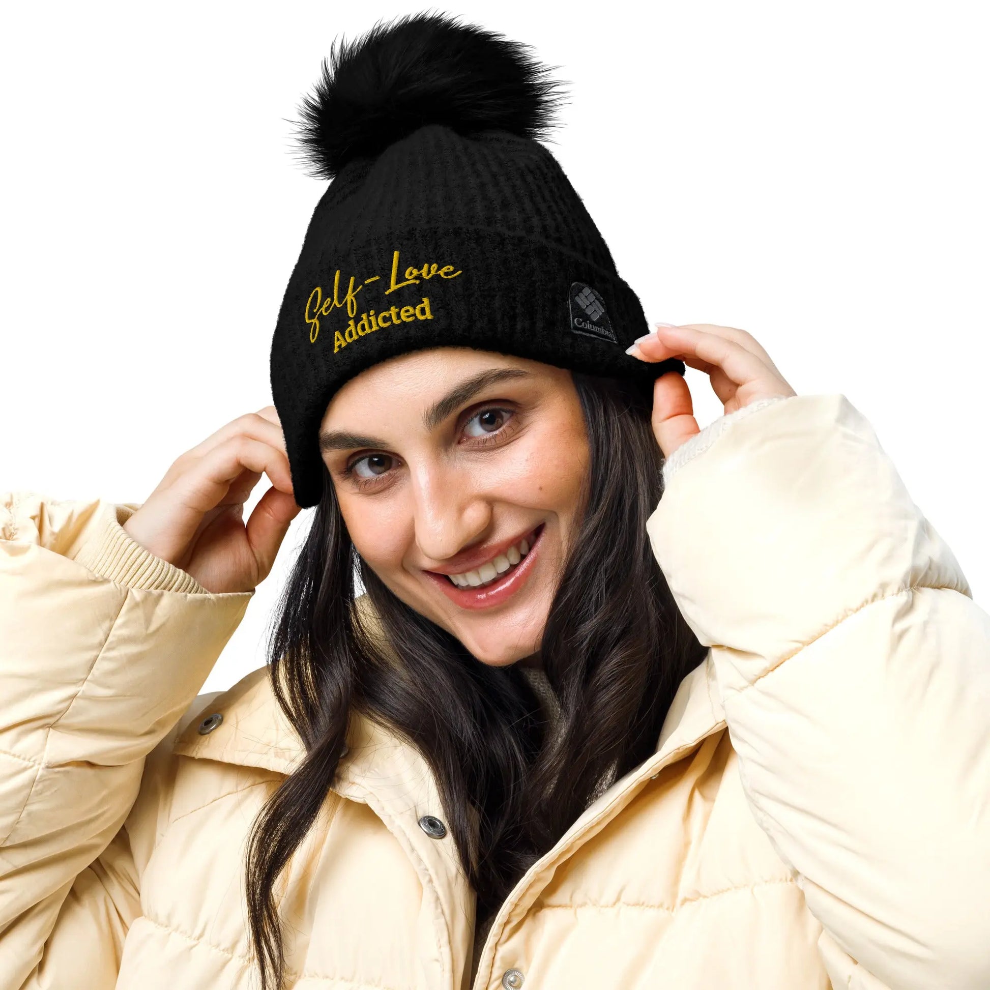 Winter Hats - Self Love - Columbia Pom-Pom Beanie with Embroidery