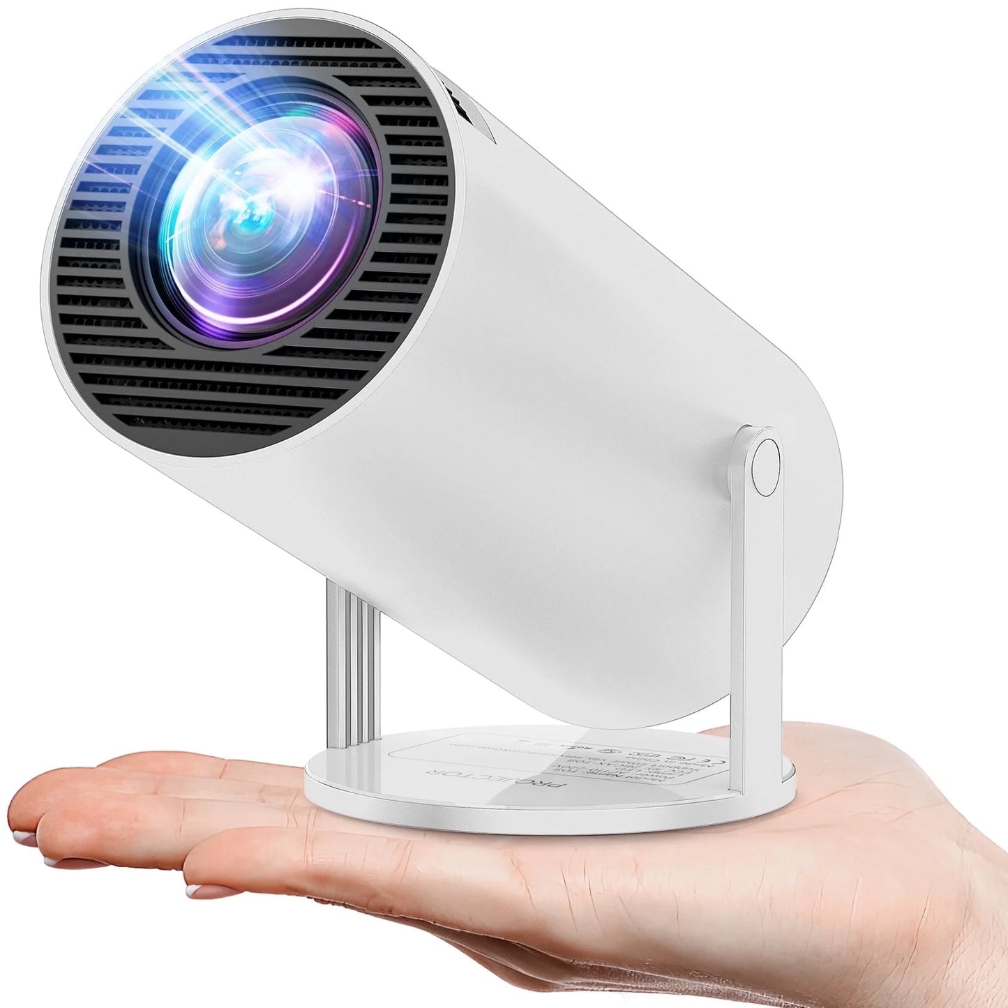 4K Supported Mini Projector, 1080p, Phone Compatible (White)