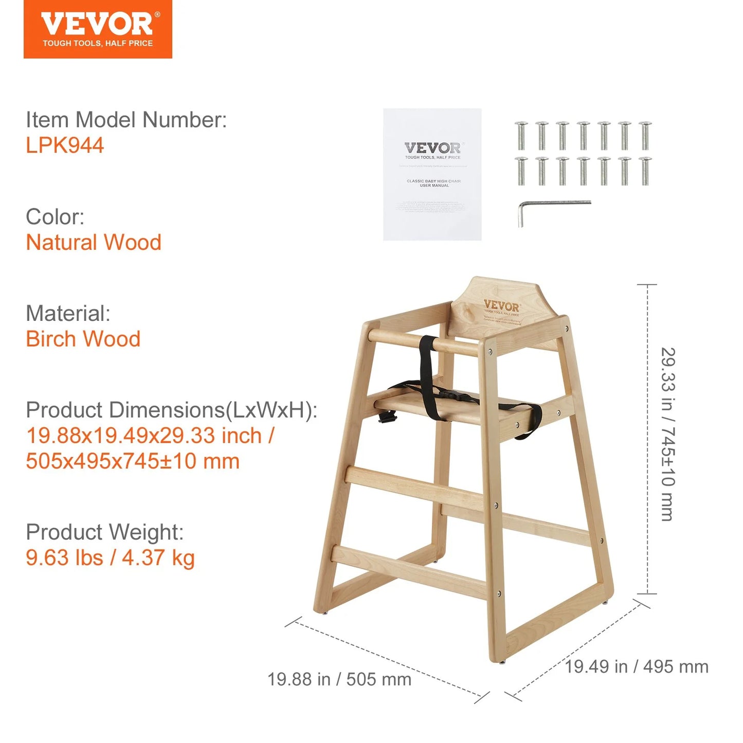 Toddler High Chair: Wooden, Double Tray