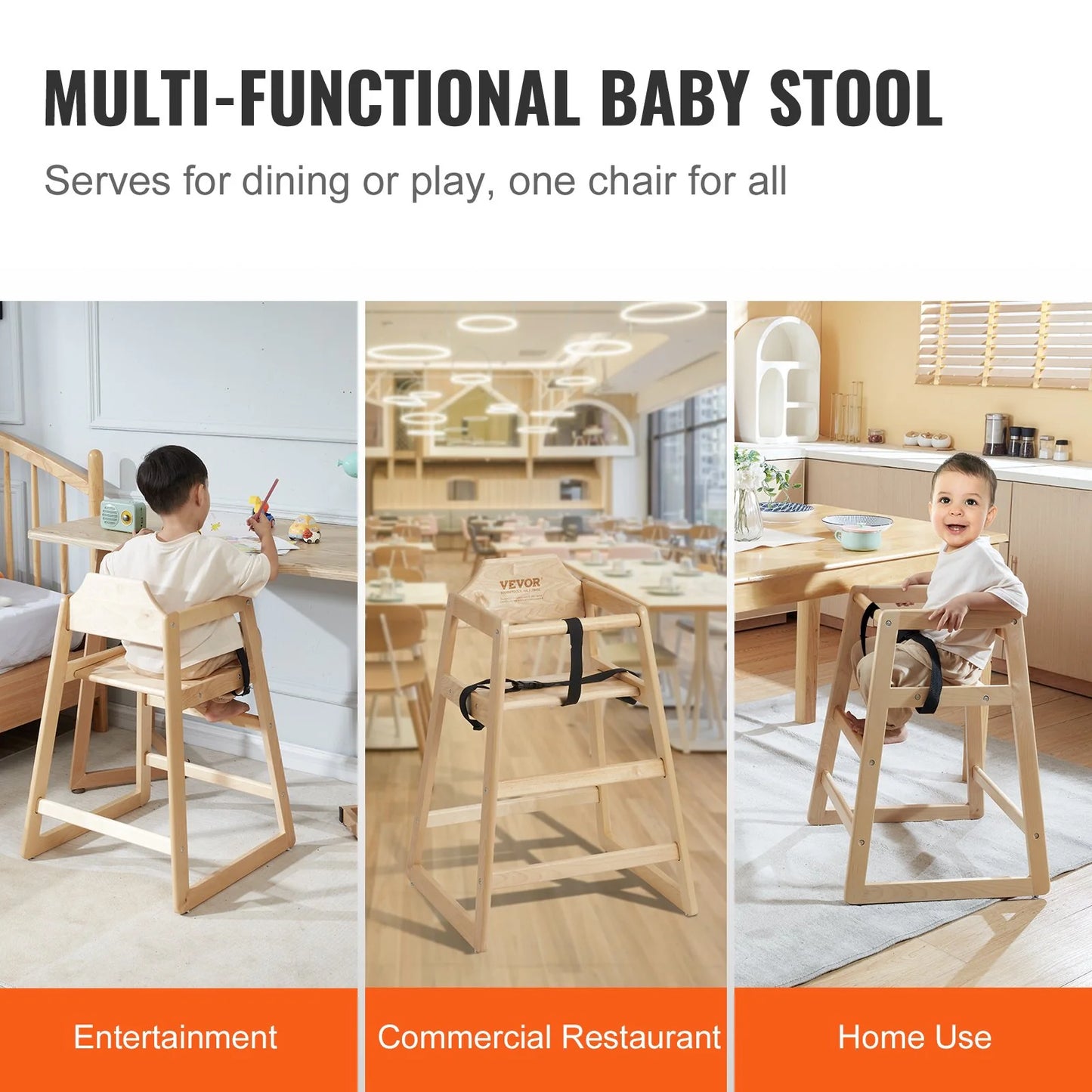 Toddler High Chair: Wooden, Double Tray