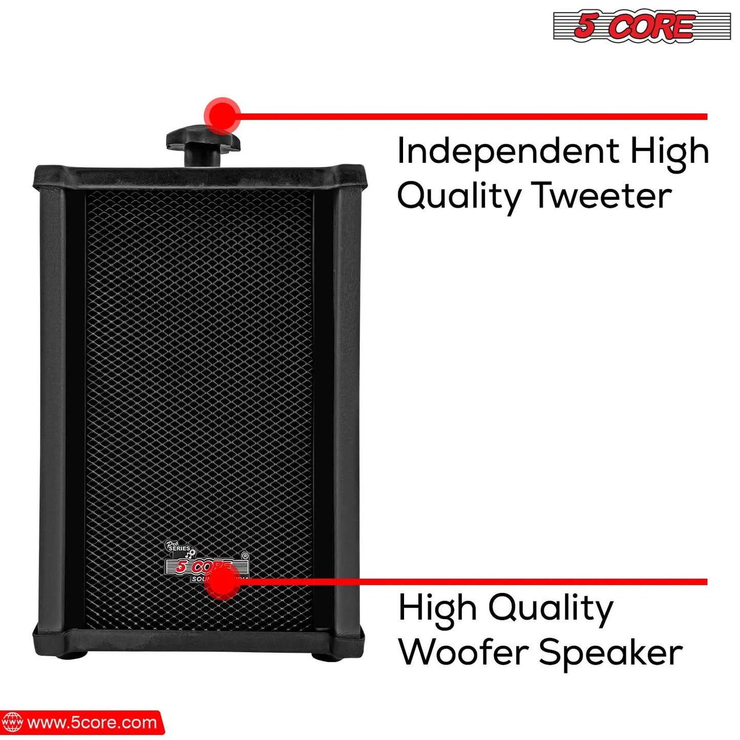 5-Core Outdoor Stereo System: 100W Peak Power