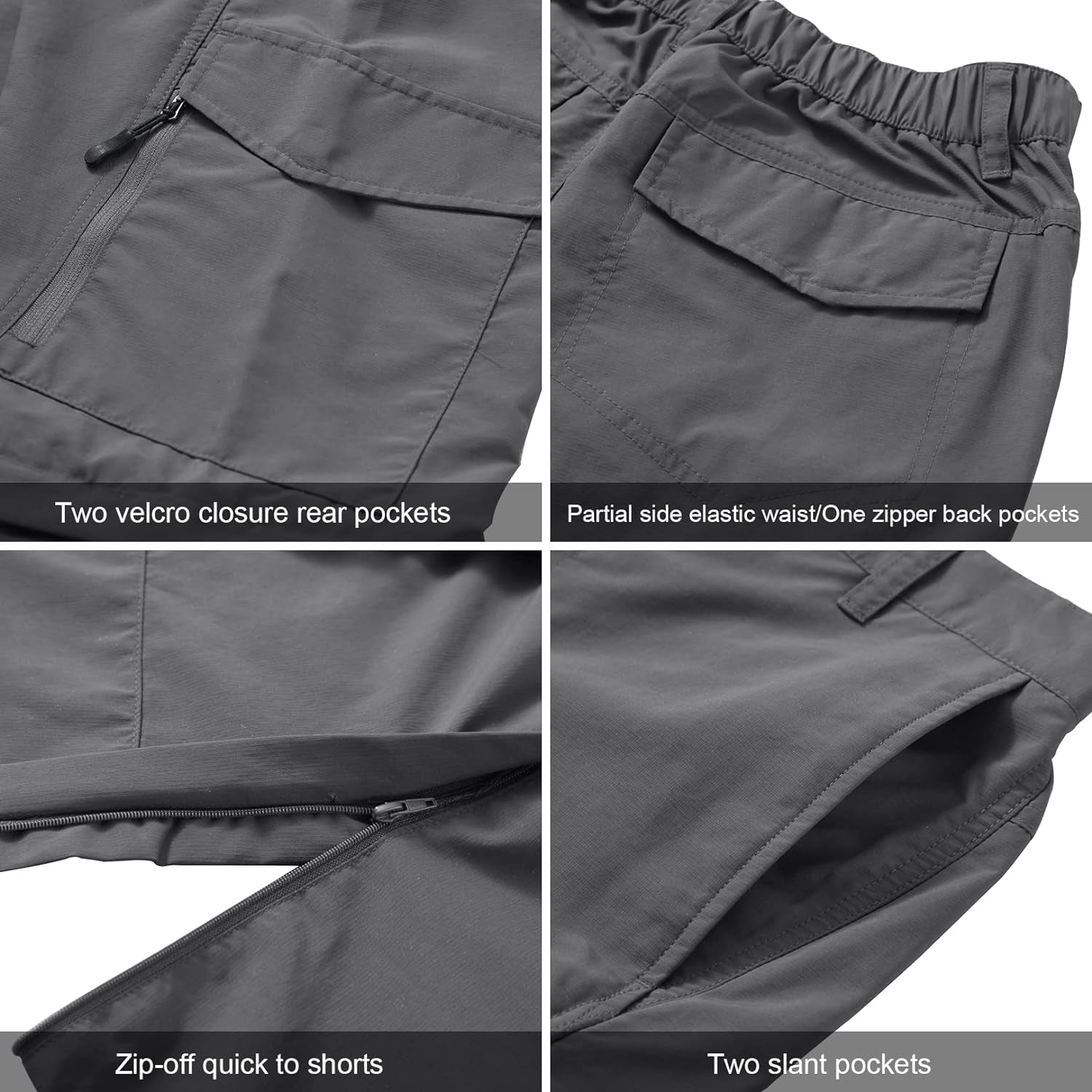 Men's Hiking Pants with Zip-Off Legs: Lightweight, Quick-Dry, Water-Resistant, Durable