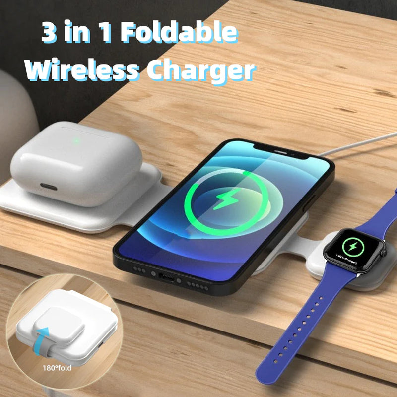 3-in-1 Wireless Charger: 15W Fast Charging