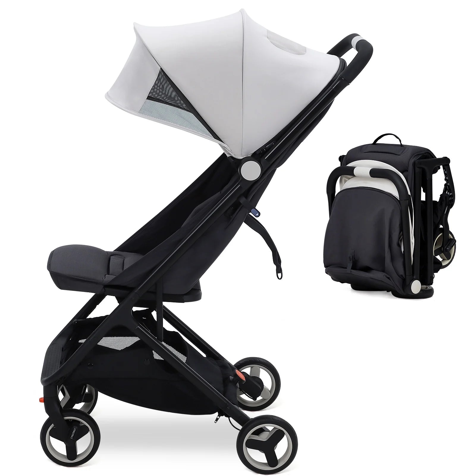 Lightweight Travel Stroller, One-Hand Fold, Reclining Seat