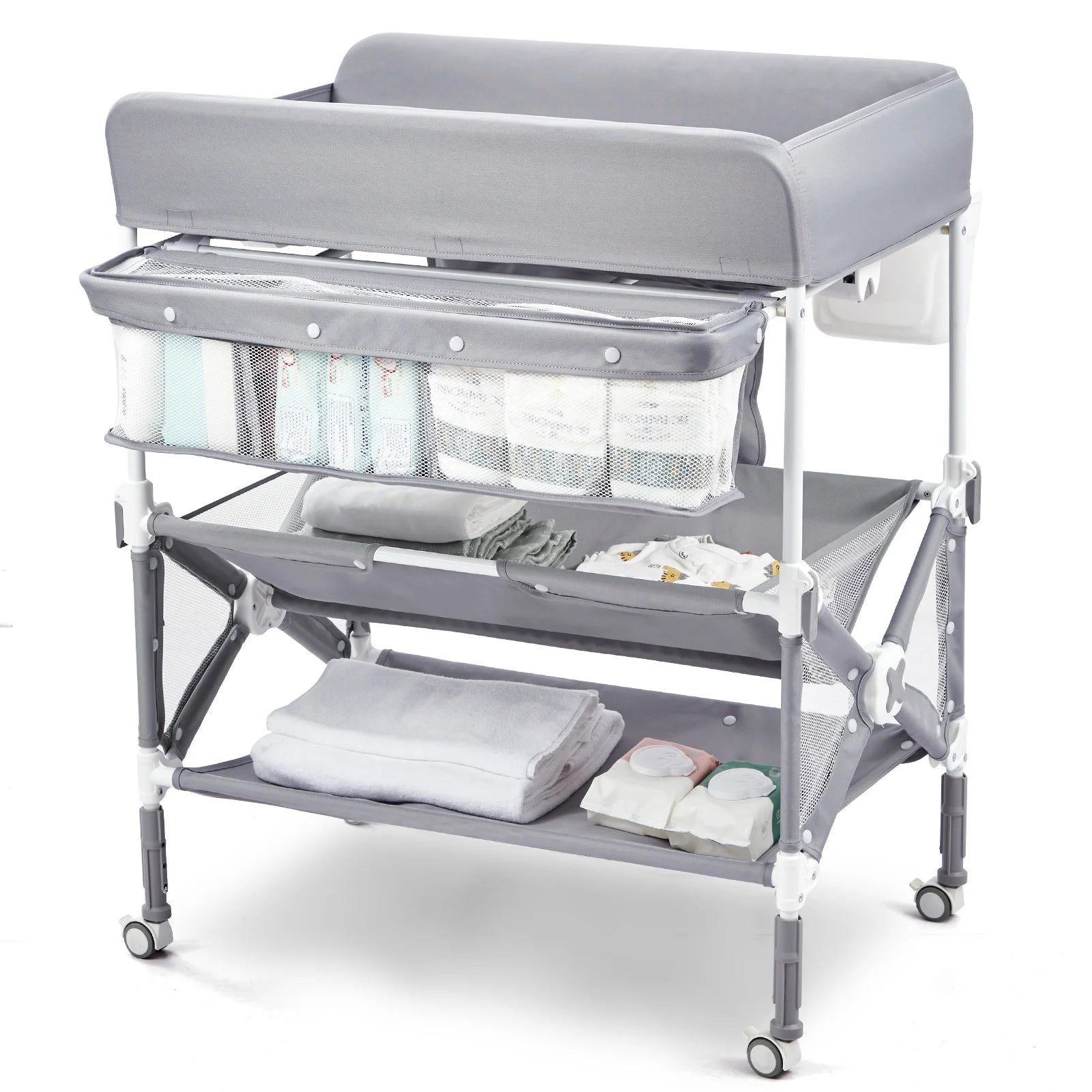 Mobile Baby Changing Station with 2-Tier Storage