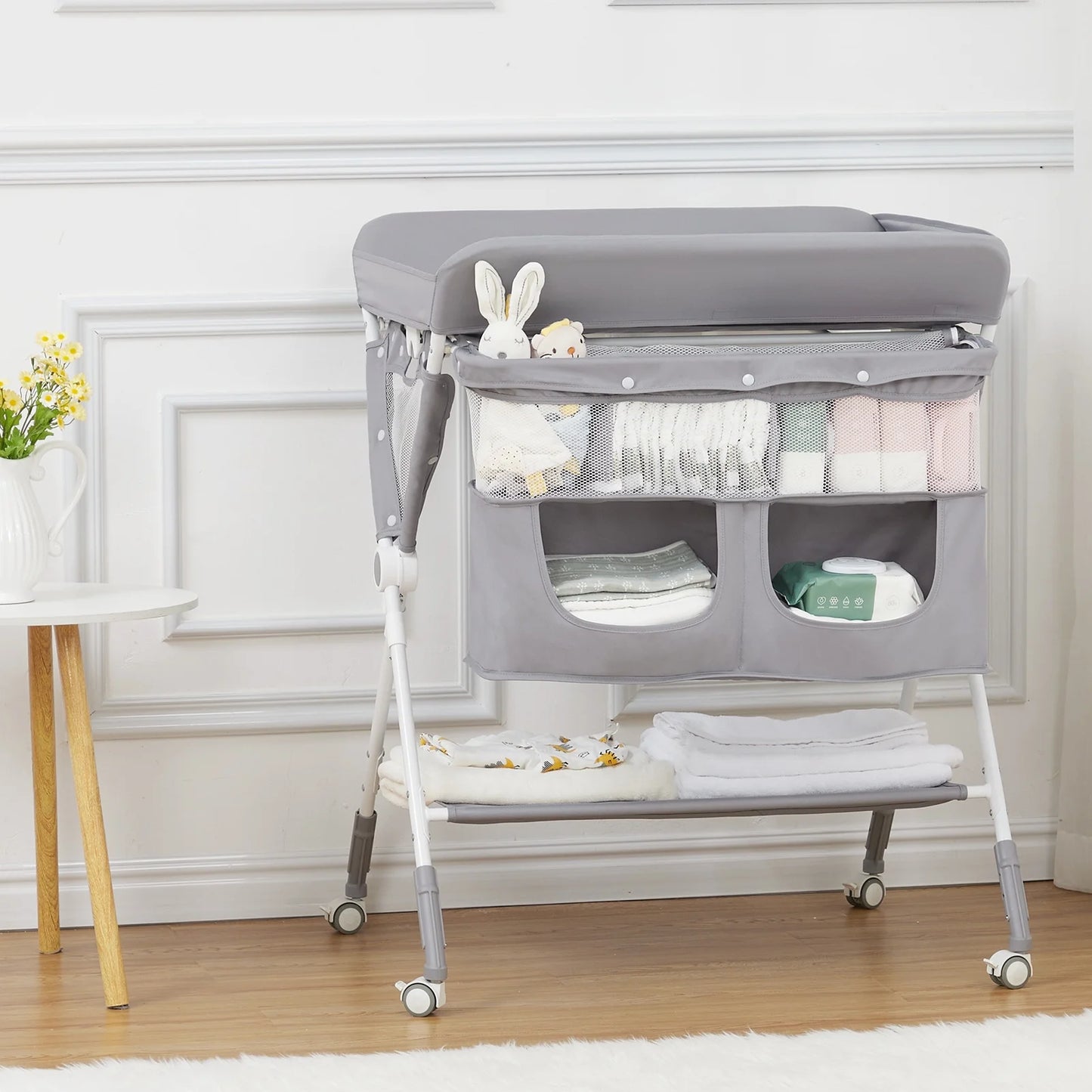 Mobile Baby Changing Station with 2-Tier Storage