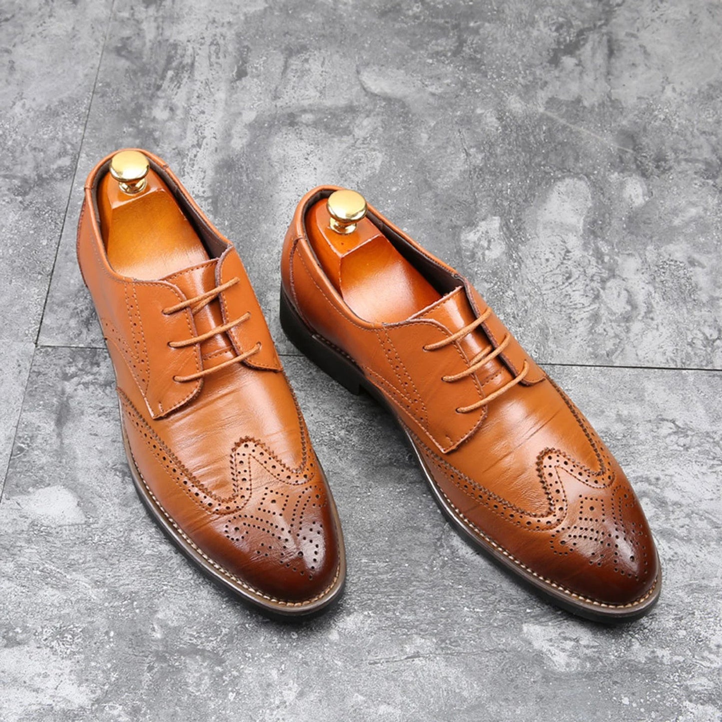 Men's Pointed Toe Leather Dress Shoes