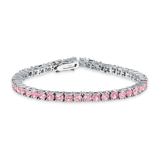 Womens 12 CTW Solitaire round CZ Tennis Bracelet Silver Plated Birthstones 7.5 Inch