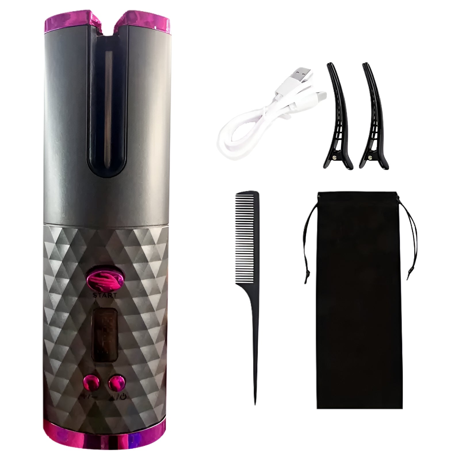 Portable Auto Curling Iron, USB Rechargeable, Rotating Barrel